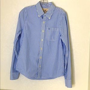 Hollister Blue & White Stripe Shirt SZ S
